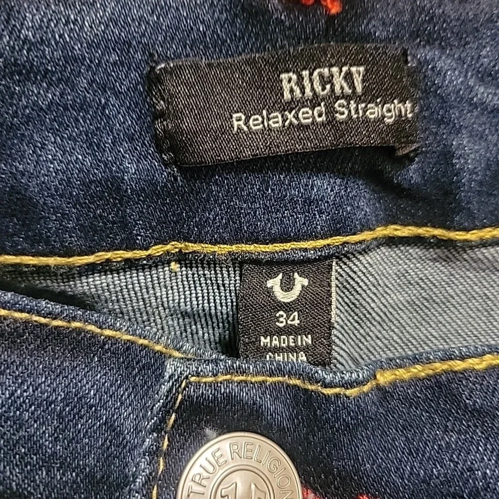 True‎ Religion Ricky Shorts Mens 34 Blue Relaxed Straight Raw Hem  Denim